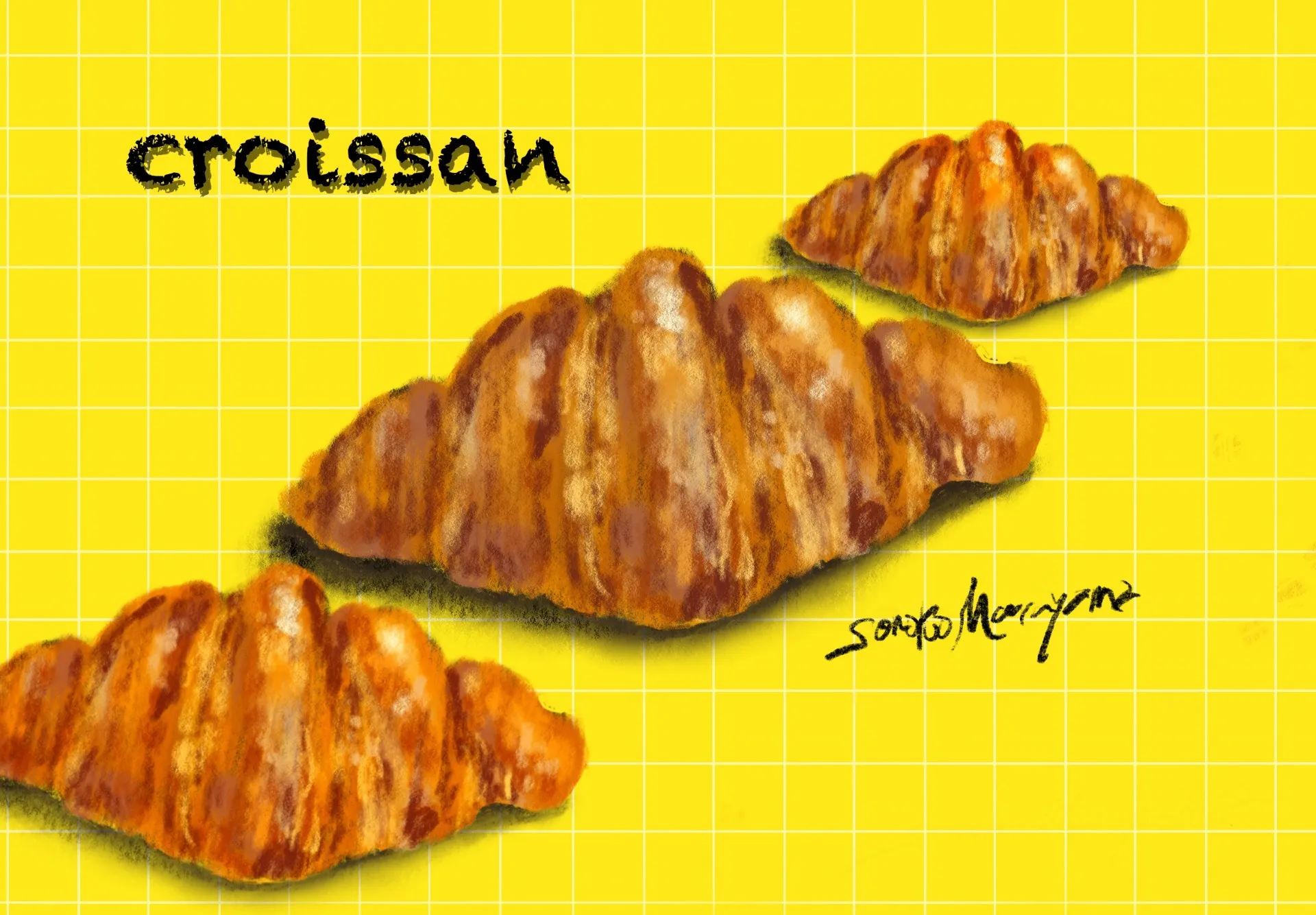 パステルアート（クロワッサン）