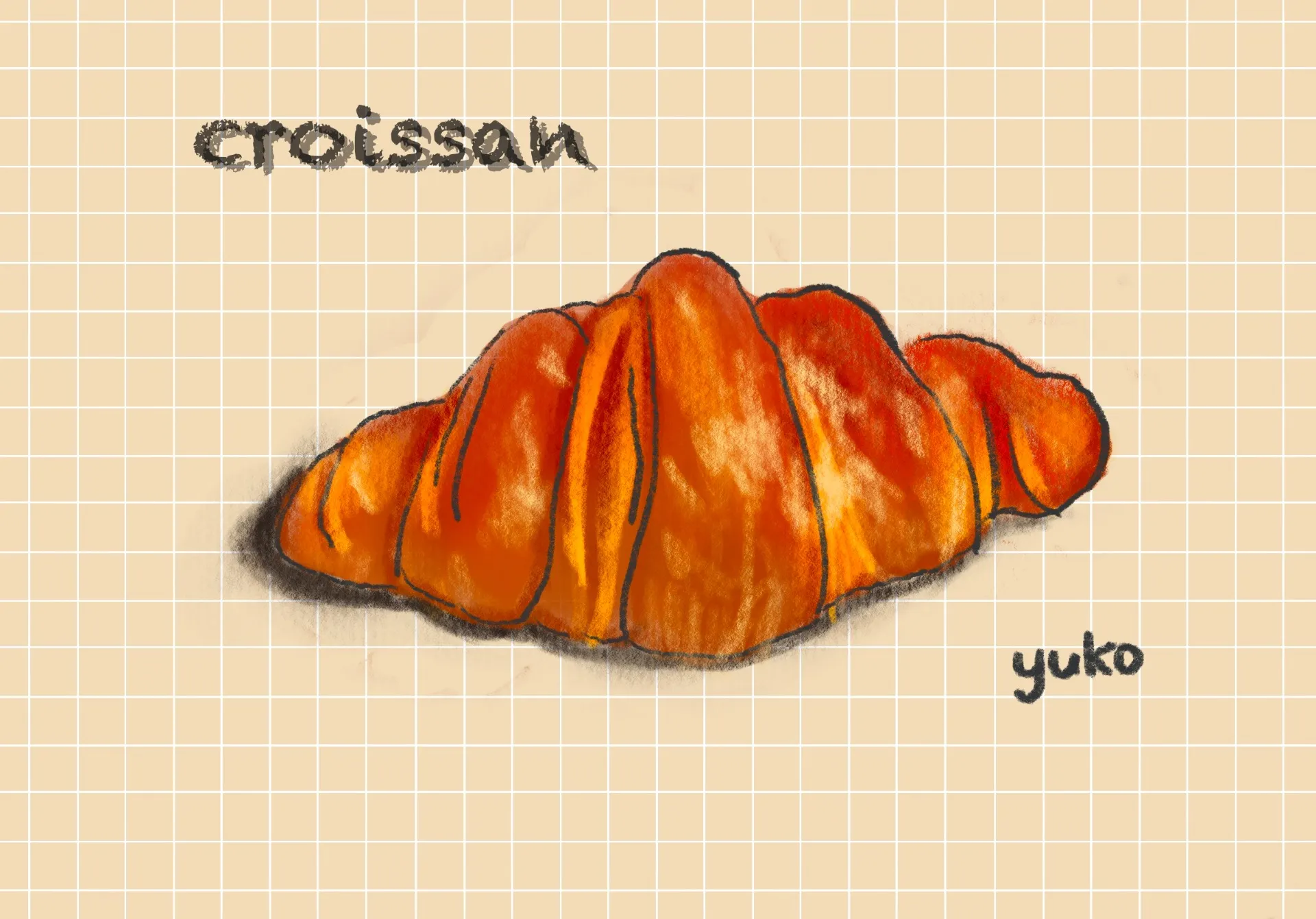 パステルアート（クロワッサン）